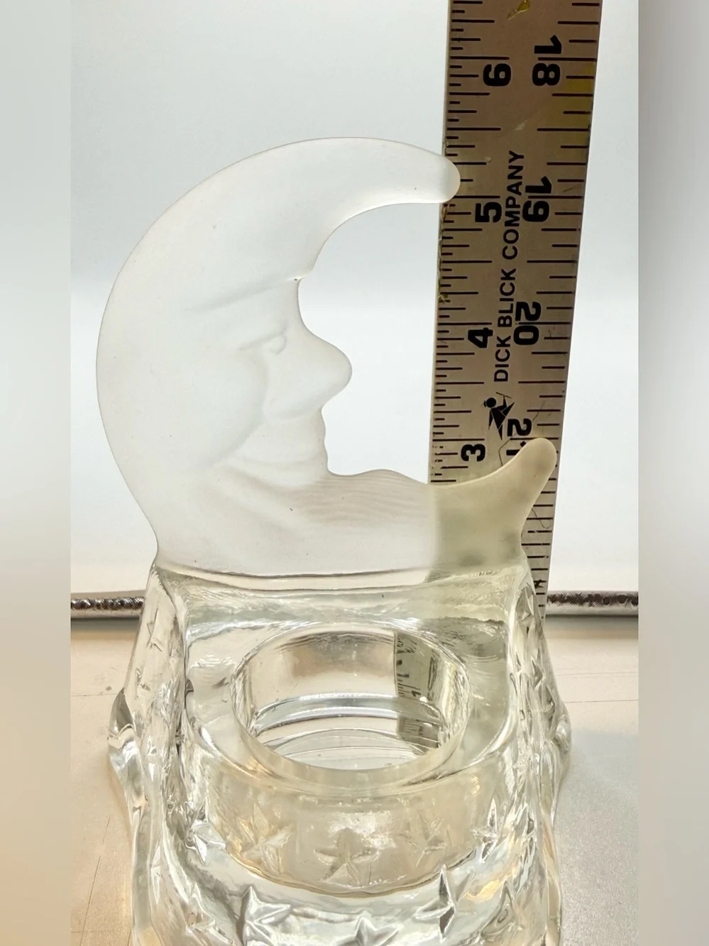 Vintage PartyLite Celestial Crescent Moon & Stars Glass Votive Holder